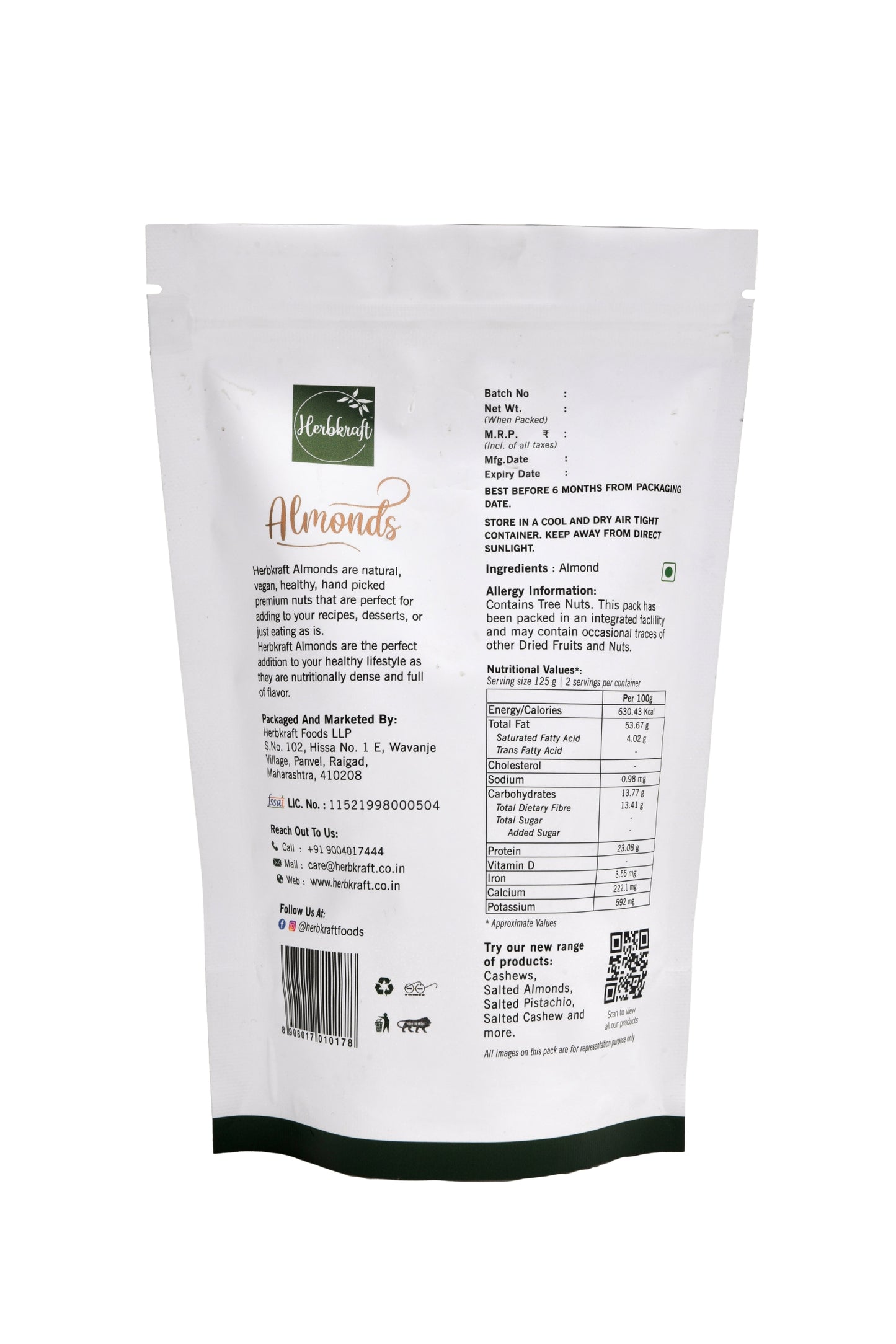 Herbkraft Almonds 250gm