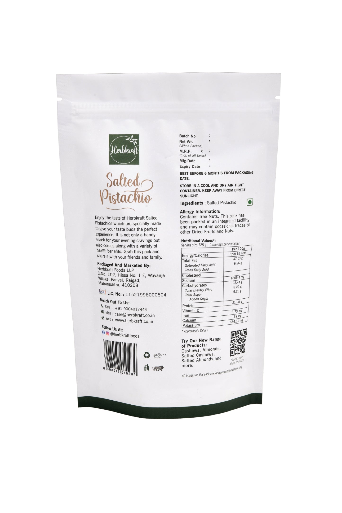 Herbkraft Salted Pistachio 250gm