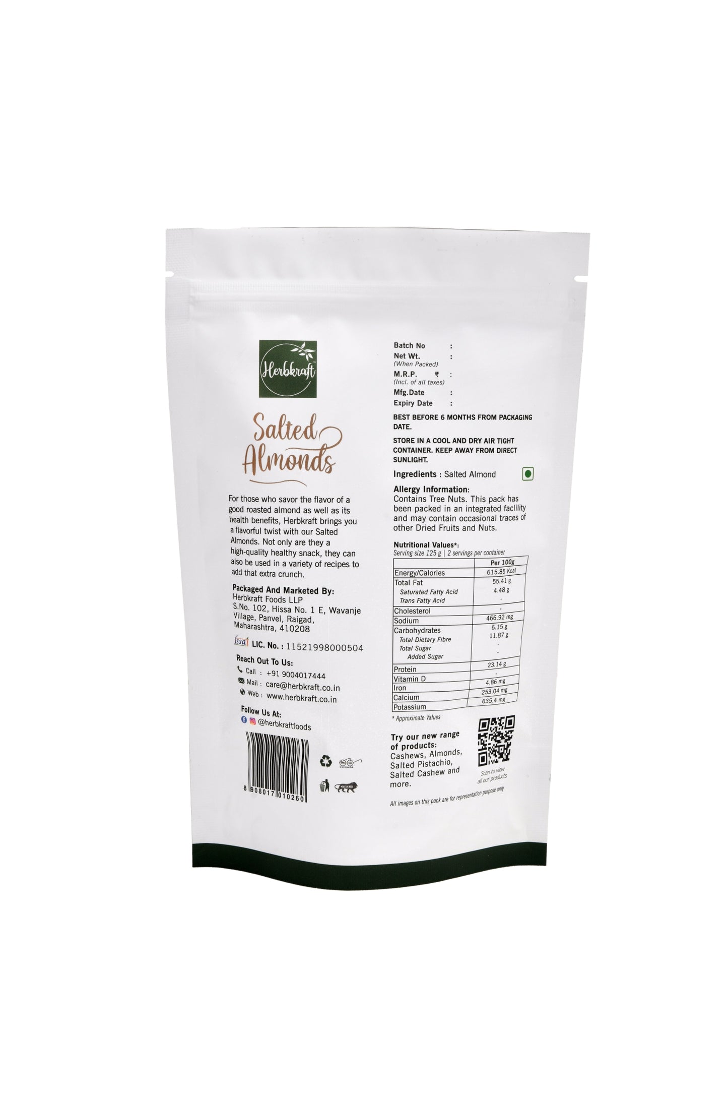 Herbkraft Salted Almonds 250gm